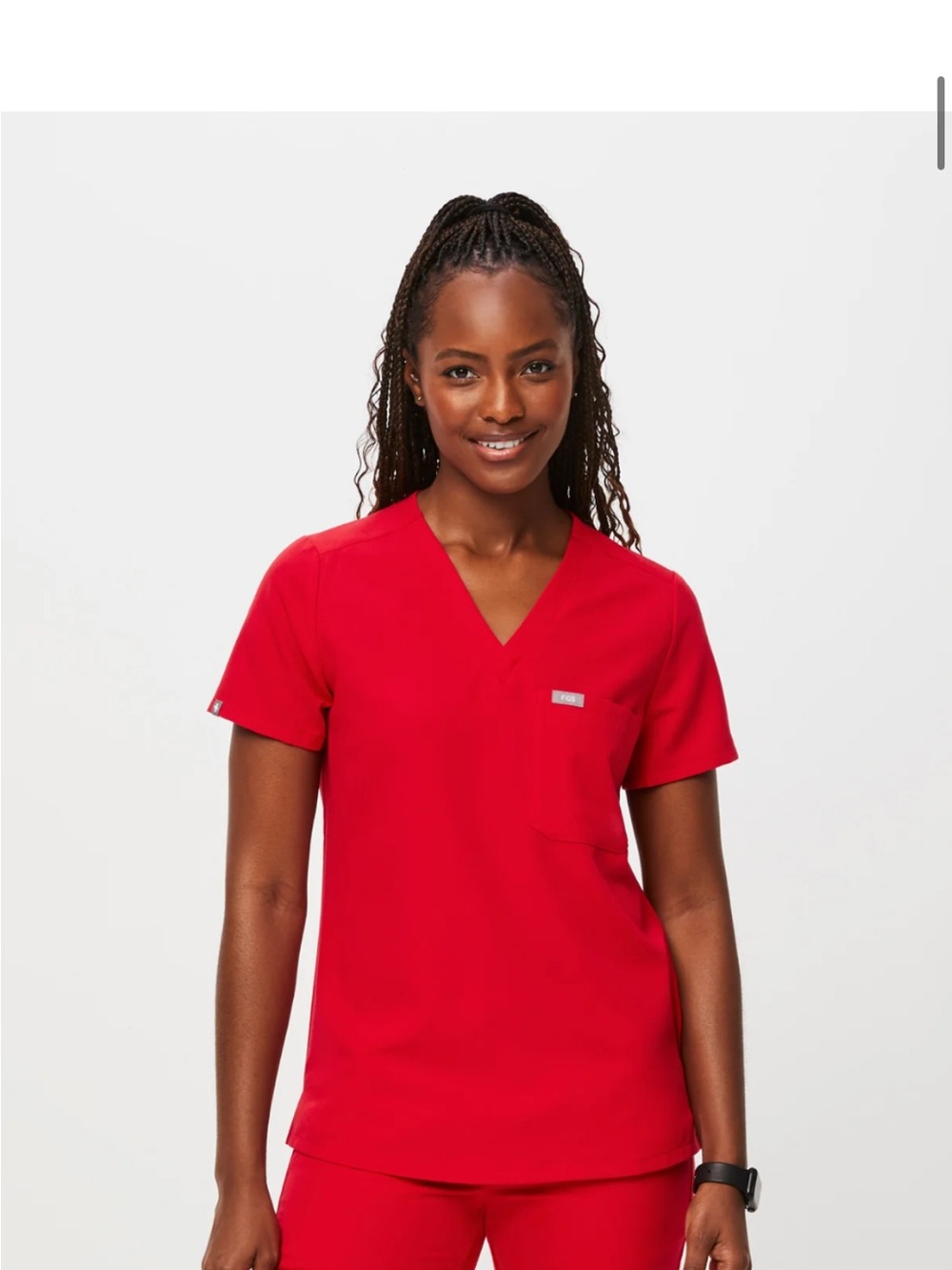 Figs Women’s Pop Red Catarina Top & Zamora Jogger Set